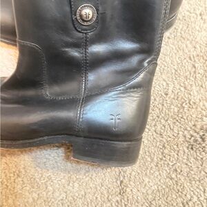 Frye Black Leather Ankle Boots